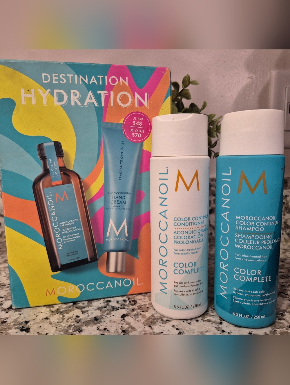 Moroccanoil Color Complete Shampoo & Conditioner Set in White and Teal